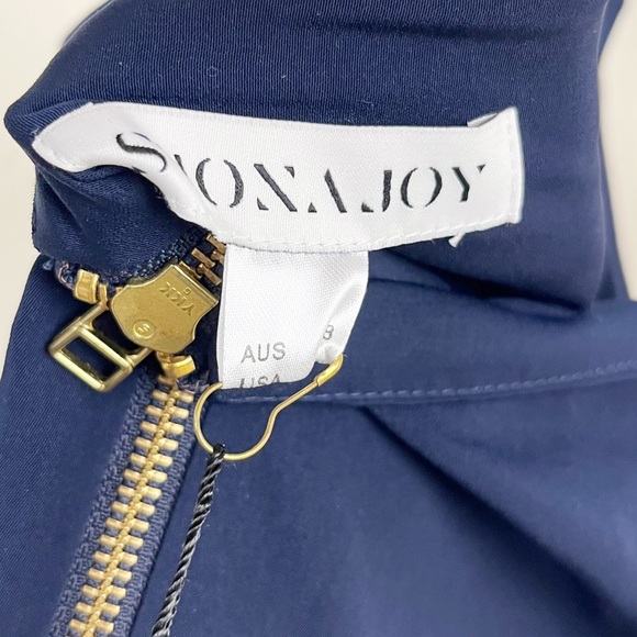 Shona Joy Core Knot Draped Dress in Navy Size 4 - Picture 6 of 8